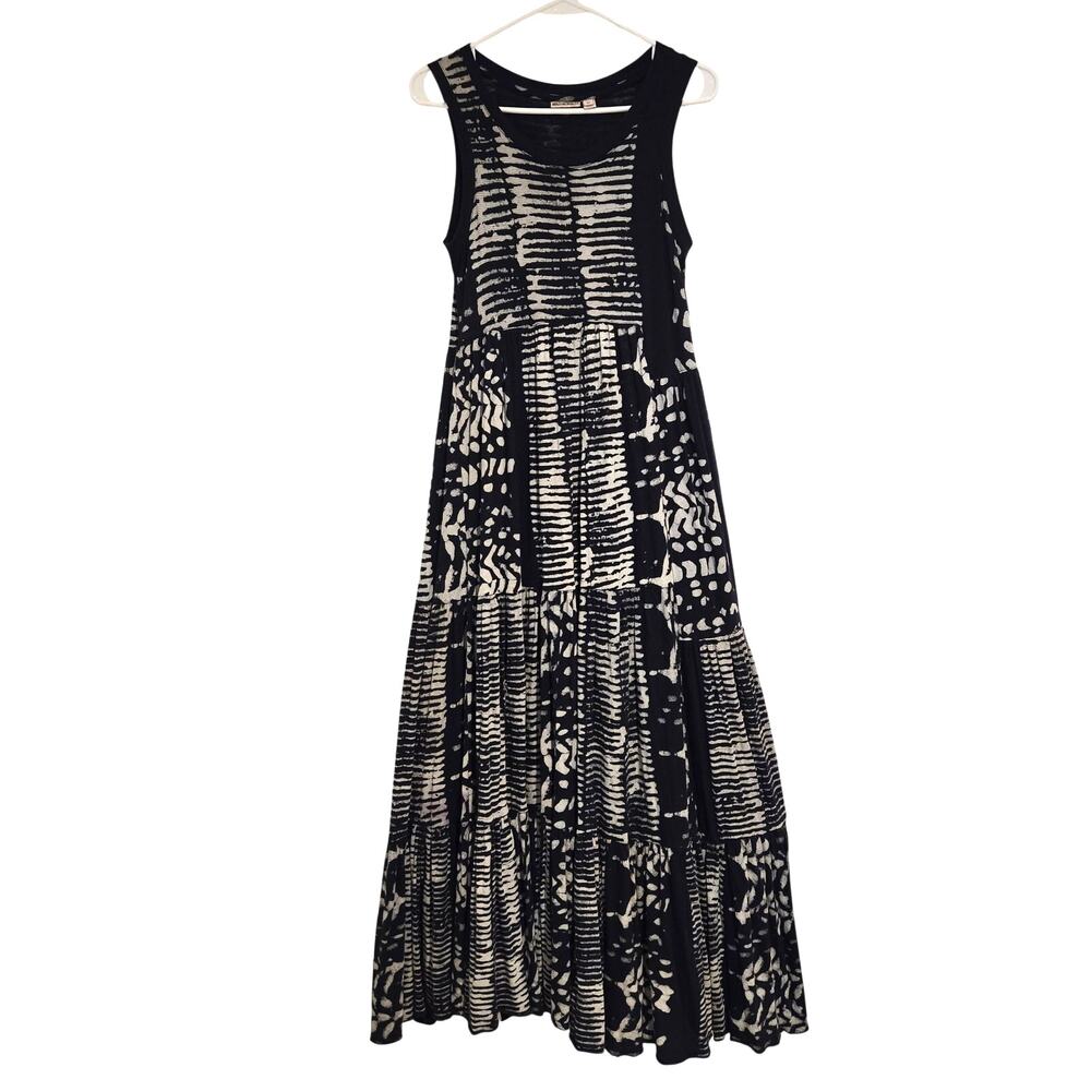 Anthropologie Holding Horses XS Blue White Batik Knit Tiered Maxi Dress Boho - Picture 3 of 10